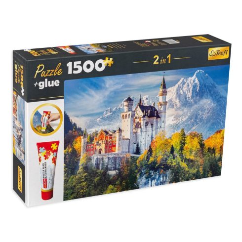 Trefl Neuschwanstein kastély puzzle - 1500 darabos + ragasztó - 00647
