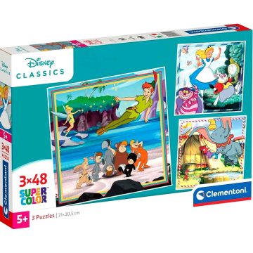   Clementoni, 3 x 48 darabos Disney klasszikusok Supercolor puzzle, 00704