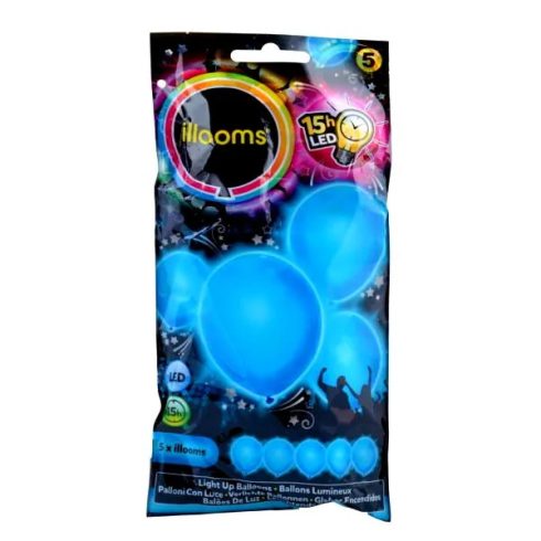 Illooms LED-es Kék Lufi, 5 darabos csomag, 00976