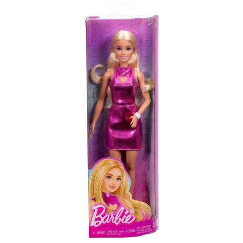 Mattel Barbie, Fashionista baba fényes pink ruhában, 01107
