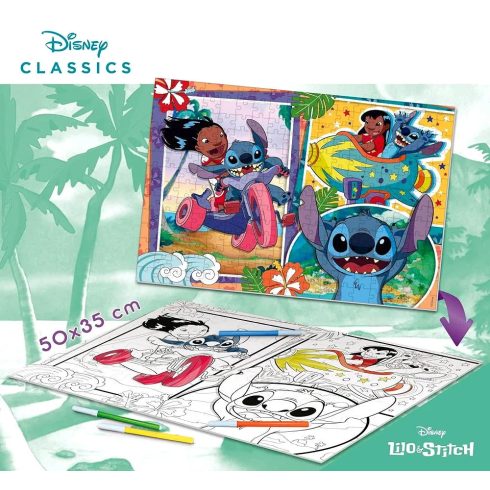 Lisciani Stitch, 2 az 1-ben színezős puzzle, 50 x 35 cm-es, 250 darabos, 01413