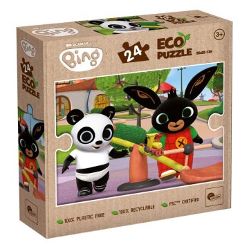   Lisciani, Bing nyuszi és Pandó a játszótéren, eco mini puzzle, 35 x 25 cm-es, 24 darabos, 01441