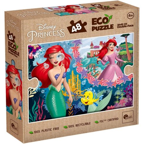 Lisciani Ariel Két Világa, 2 az 1-ben színezős eco mini puzzle, 35 x 25 cm-es, 48 darabos, 01447