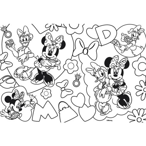 Lisciani Minnie egér, 2 az 1-ben színezős puzzle, 50 x 35 cm-es, 60 darabos, 01474