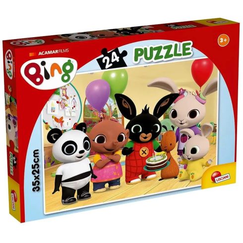 Lisciani, Bing nyuszi és barátai boldog születésnapot, 24 darabos puzzle, 35 x 25 cm, 01511