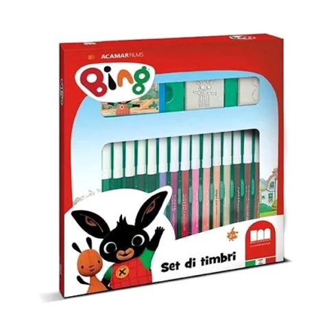 Bing nyuszi, nyomda játékszett filccel, 18 darabos, 02097