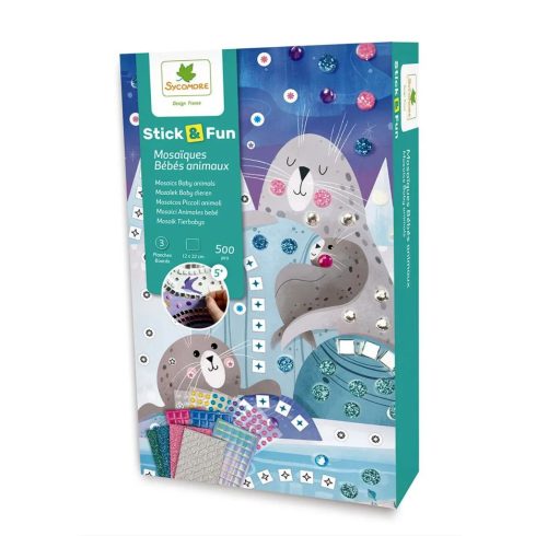 Sycomore Stick & Fun, Mozaikkép készítő kreatív játékszett, Mama és Bébi állatok, 02266