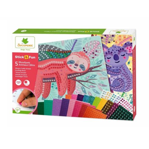 Sycomore Stick & Fun, Mozaikkép készítő kreatív játékszett, Ölelni való állatok, 02267