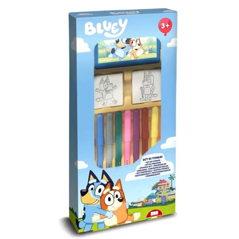 Bluey, bélyegző nyomda játékszett filccel, 9 darabos, 02328