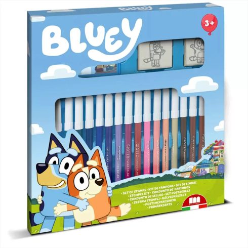 Bluey, bélyegző nyomda játékszett filccel, 18 darabos, 02332