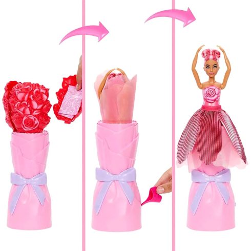 Barbie Virágvarázs, Meglepetés Rózsa baba játékszett, 02582