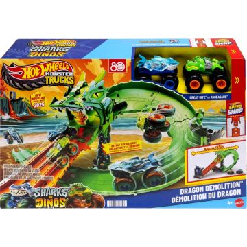   Hot Wheels Monster Trucks, Sárkányfutam pálya játékszett, 02587