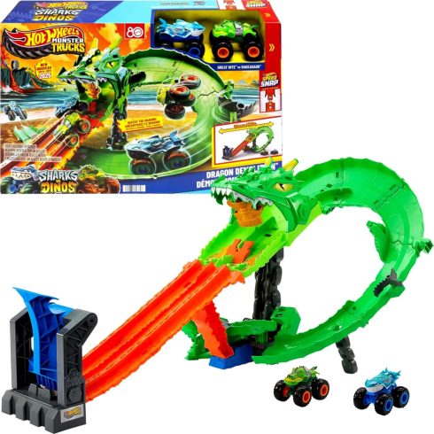 Hot Wheels Monster Trucks, Sárkányfutam pálya játékszett, 02587