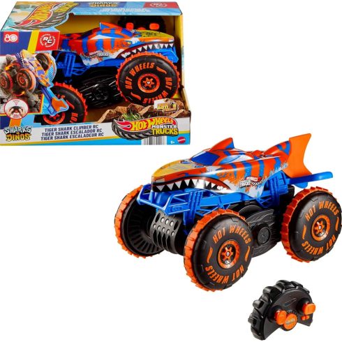 Hot Wheels Monster Trucks, Mega Tiger Shark, távirányítós autó, 02591