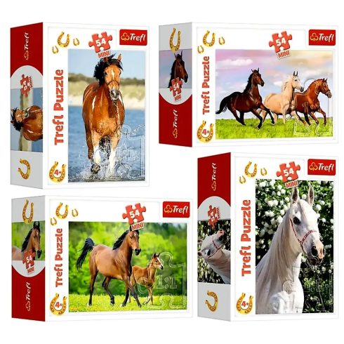 Trefl, 54 darabos mini puzzle szett, Lovak világa, 03009