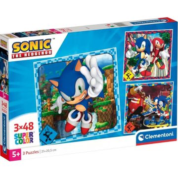   Clementoni, 3 x 48 darabos Sonic Supercolor puzzle csomag, 03085