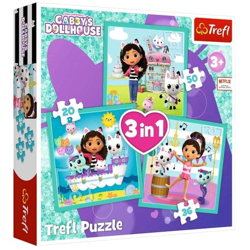 Trefl Gabi babaháza tevékenységek, 3 az 1-ben puzzle csomag, 03173