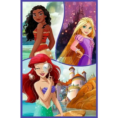 Trefl, 3 x 80 darabos puzzle játékszett, Disney hercegnők, 03233