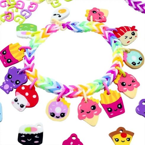 Rainbow loom, Happy Loom Loomi-pals, gumikarkötőkészítő játékszett, fincsiségek, 03393