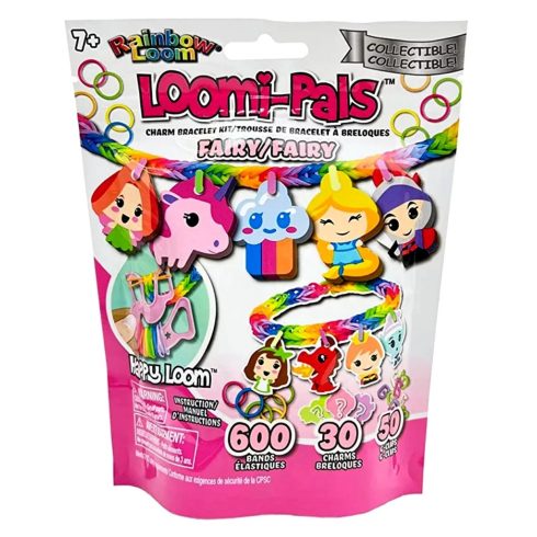 Rainbow loom, Happy Loom Loomi-pals, gumikarkötőkészítő játékszett, tündérek, 03394