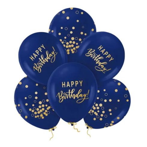 6 darabos lufi csomag, kék, Happy Birthday feliratos, 05002