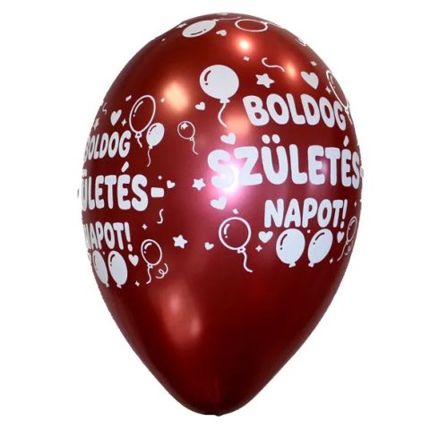 Boldog Születésnapot feliratos lufi csomag, 5 darab, 32 cm, króm, 05082