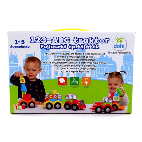 1 2 3 ABC traktor - fejlesztő építőjáték - 06352