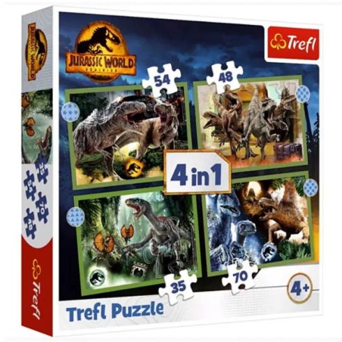 Trefl 4 az 1-ben puzzle csomag, Jurassic World,  07813