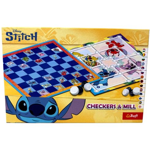 Trefl Disney Stitch, Dáma és Malom társasjáték, 07824