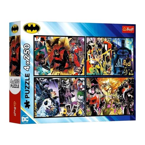 Trefl, Batman Akcióban, 4 x 250 darabos puzzle szett, 09914