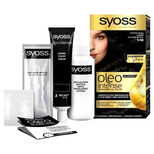 Syoss Color Oleo, intenzív olaj hajfesték, 1-10 intenzív fekete, 10214
