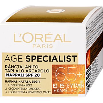   L'Oréal, Age Specialist, nappali ránctalanító krém, 65+, 50 ml, SPF 20, 10376