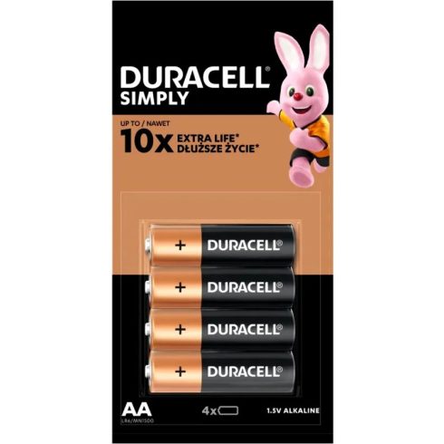 Duracell, Alkáli ceruzaelem, 4 darabos csomag, AA, LR06, 11214