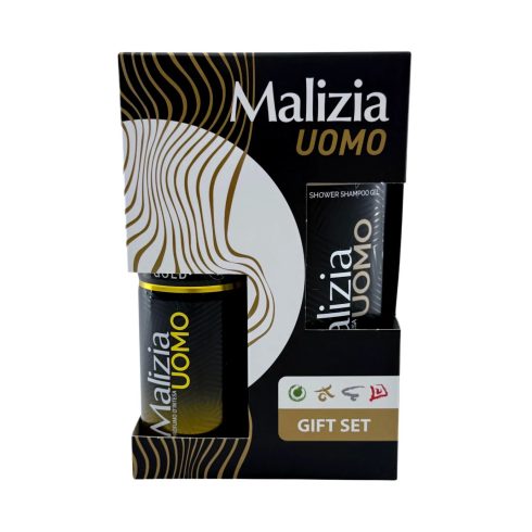 Malizia Uomo Gold Ajándékcsomag, 150 ml dezodor + 250 ml tusfürdő-sampon, 11440