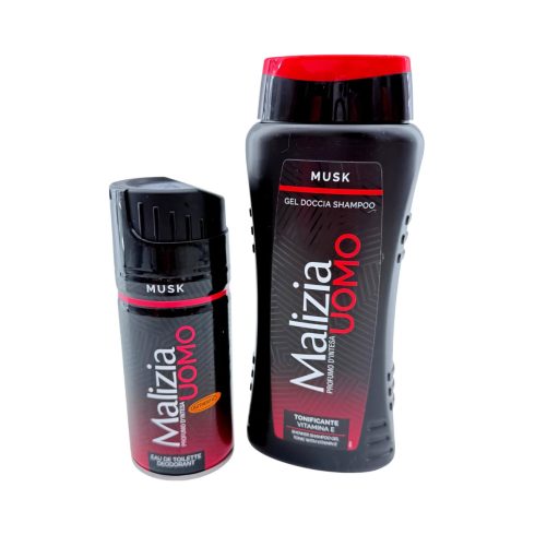Malizia Uomo Musk Ajándékcsomag, 150 ml dezodor + 250 ml tusfürdő-sampon, 11461