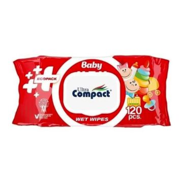   Ultra Compact Ecopack nedves baba törlőkendő, 120 darabos csomag, 11478