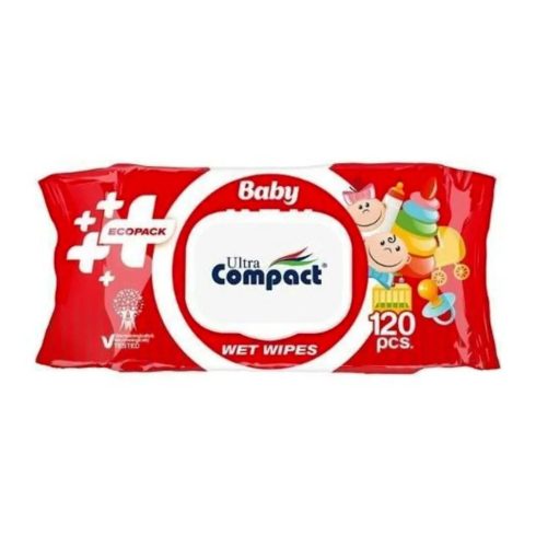 Ultra Compact Ecopack nedves baba törlőkendő, 120 darabos csomag, 11478