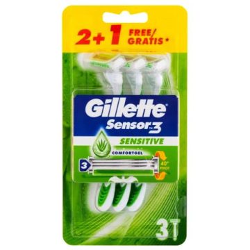   Gillette Sensor 3 Sensitive, 3 darabos eldobható borotva csomag, 11482