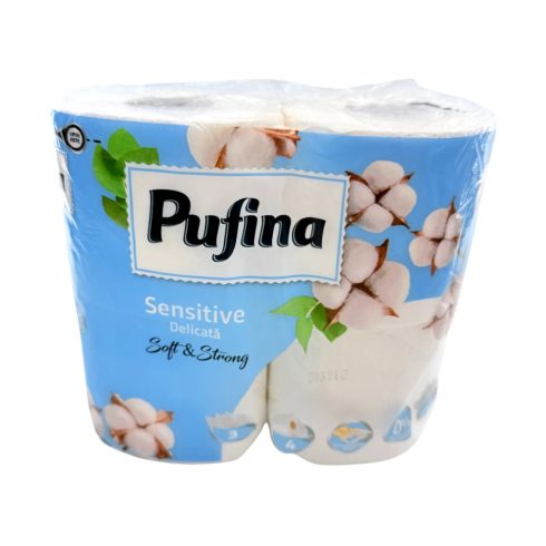 Pufina Sensitive toalettpapír, 4 darabos csomag, 140 lapos, 3 réteg, 11505