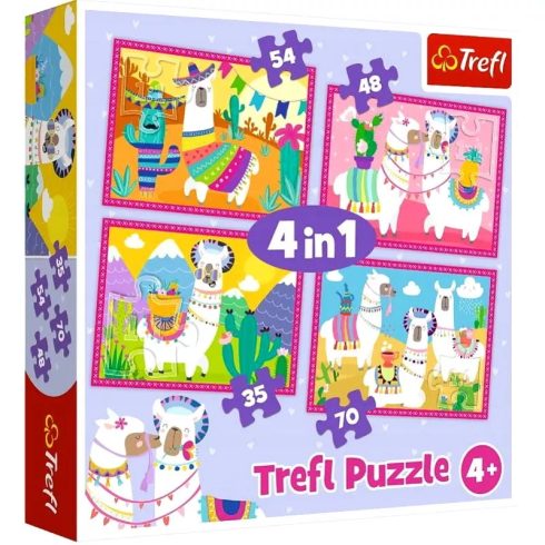 Trefl puzzle csomag - 4 az 1-ben - Nyaraló lámák - 16435