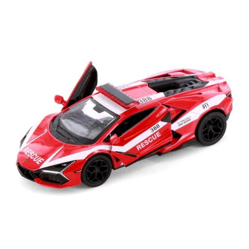 Kinsmart fém autó modell, Lamborghini Revuelto rendőr/tűzoltó kiadás, 17113