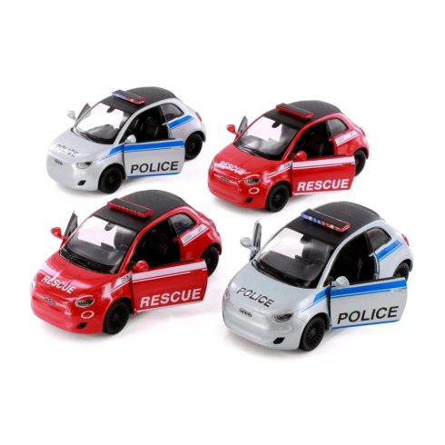 Kinsmart, Fiat 500e fémautó, Police, Rescue, 17147
