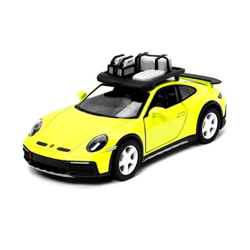 Kinsmart, Porsche 911 Rally fémautó, tetőcsomagtartós, 17197