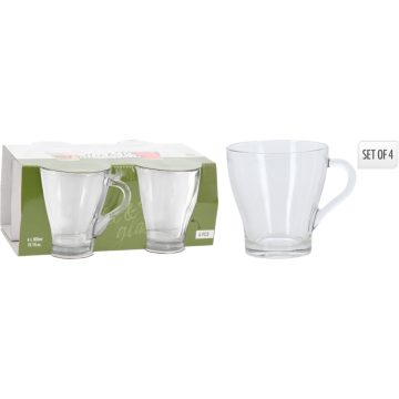 Üvegpohár, 4 darabos szett, 300 ml, kávés, teás, 19076
