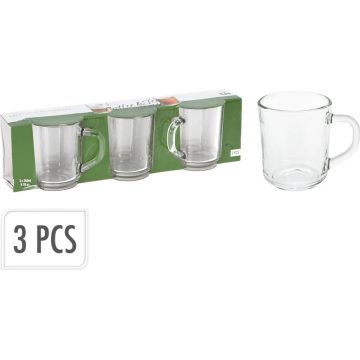 Üvegpohár, 3 darabos szett, 240 ml, kávés, teás, 19083