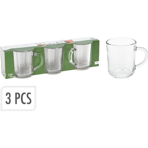 Üvegpohár, 3 darabos szett, 240 ml, kávés, teás, 19083