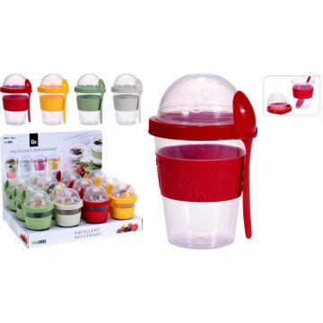 Joghurtos bögre kanállal, műanyag, 19106