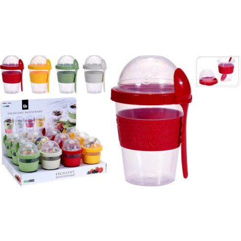 Joghurtos bögre kanállal, műanyag, 19106