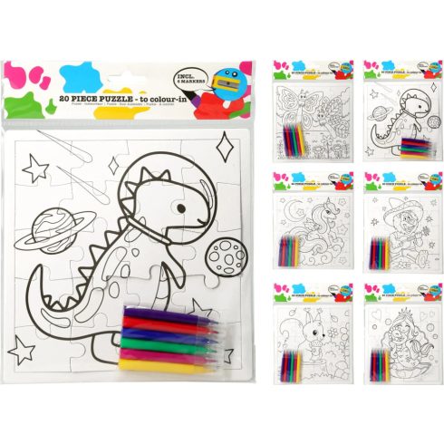 Színezhető puzzle játékszett, 21 x 21 cm, 19133