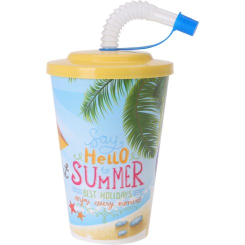 Szívószálas műanyag pohár, 19190